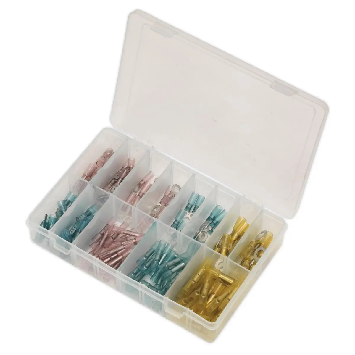 Sealey Adhesive Lined Heat Shrink Terminal Assortment 142pc Blue, Red & Yellow 
