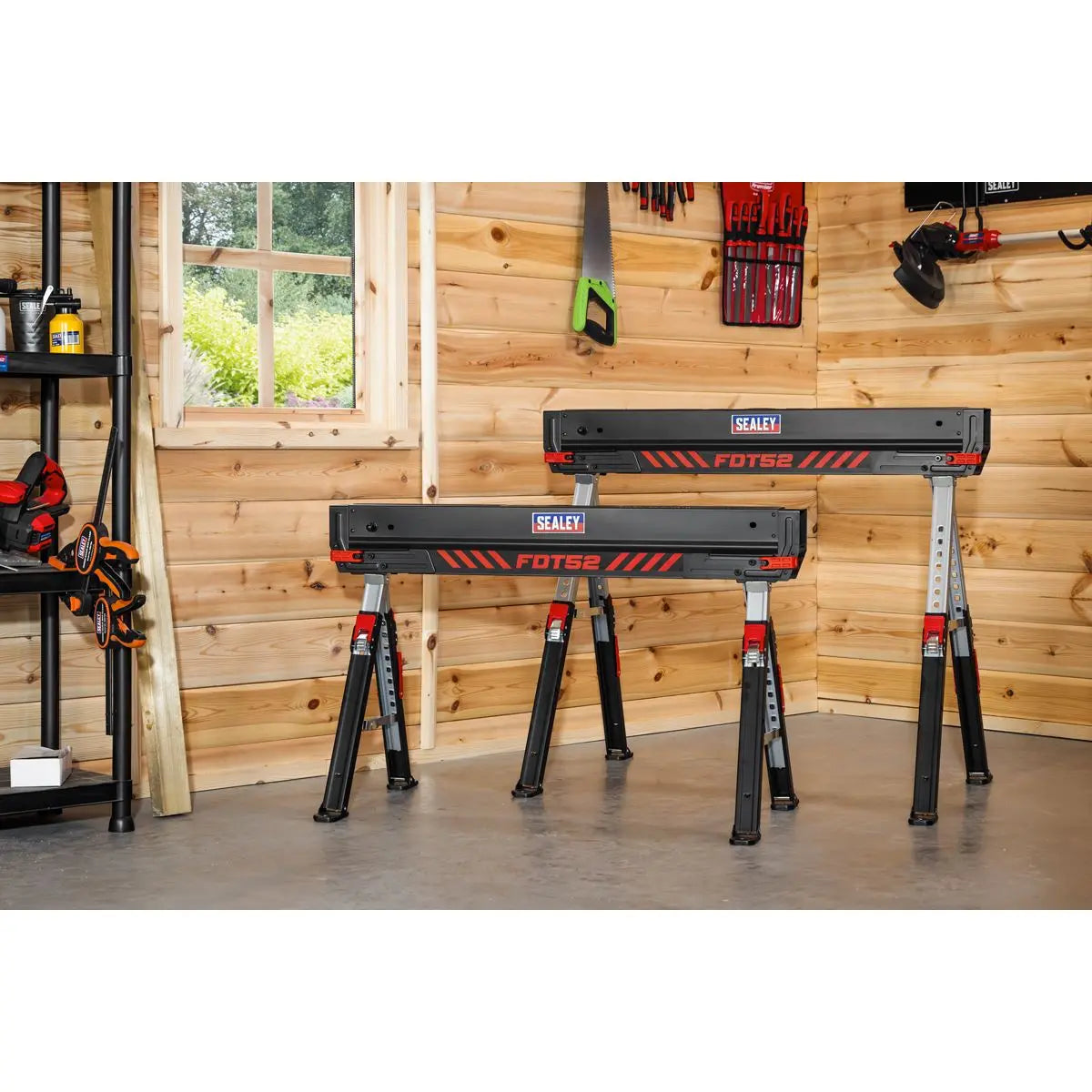 Sealey Adjustable Sawhorse Set 2pc  White Rose Tools