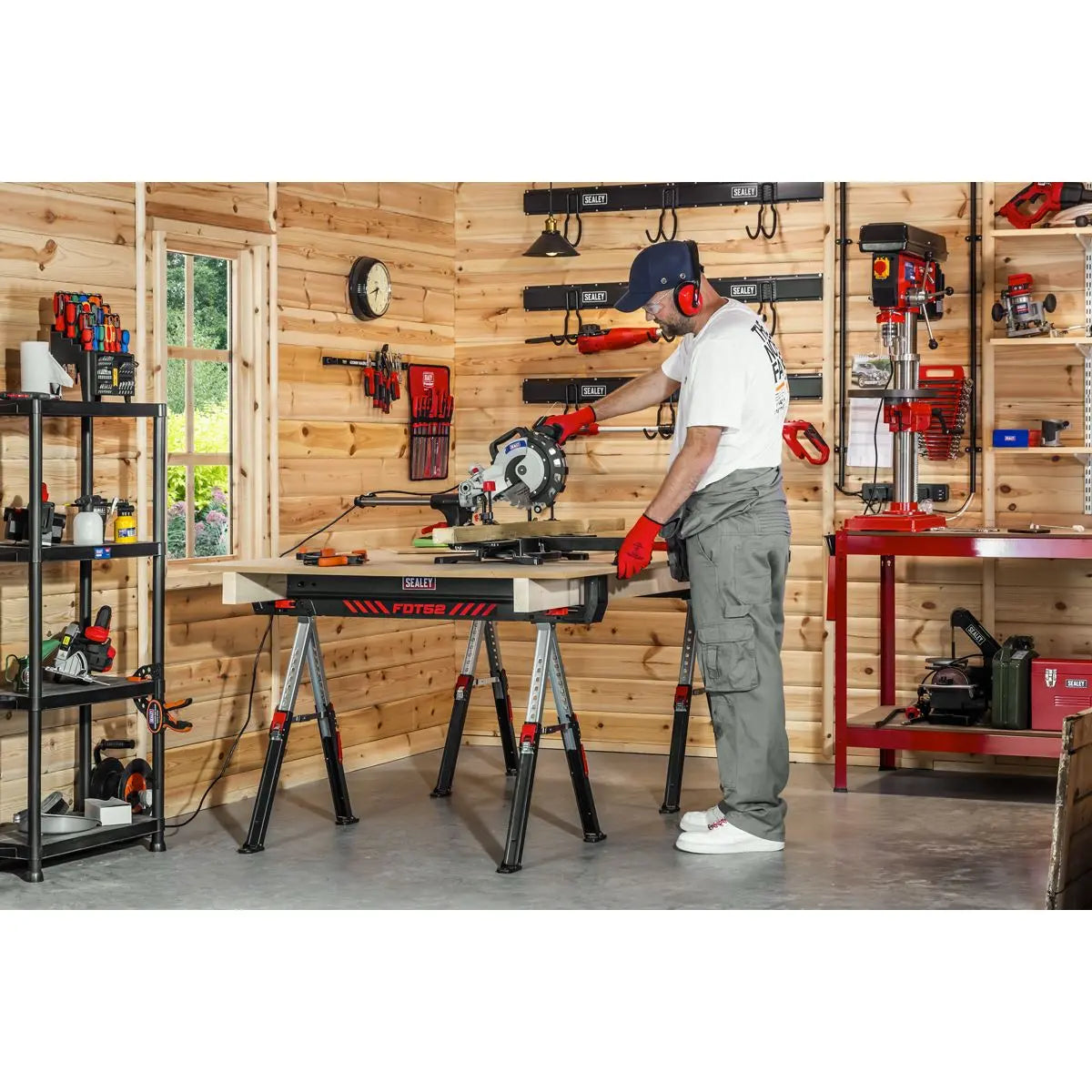 Sealey Adjustable Sawhorse Set 2pc  White Rose Tools