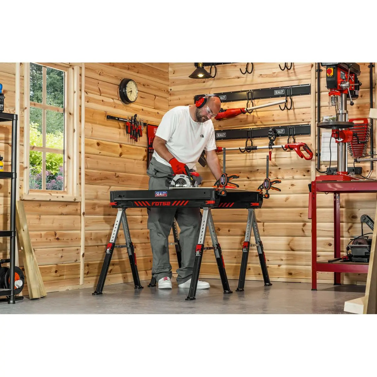 Sealey Adjustable Sawhorse Set 2pc  White Rose Tools