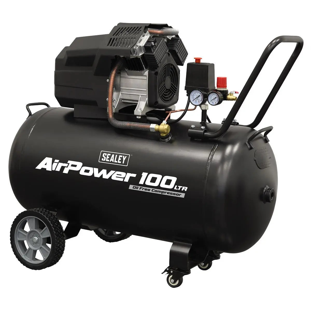 Sealey Air Compressor 100L V-Twin Oil Free Direct Drive 3hp  White Rose Tools