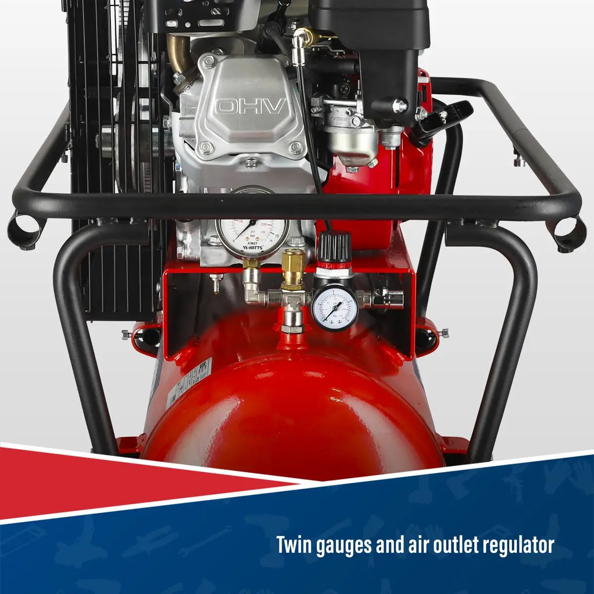 Sealey Air Compressor 50L Belt Drive Petrol Engine 5.5hp 