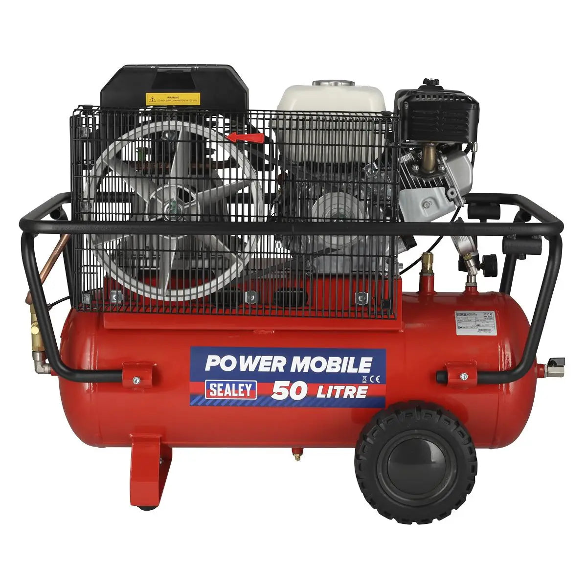 Sealey Air Compressor 50L Belt Drive Petrol Engine 5.5hp 