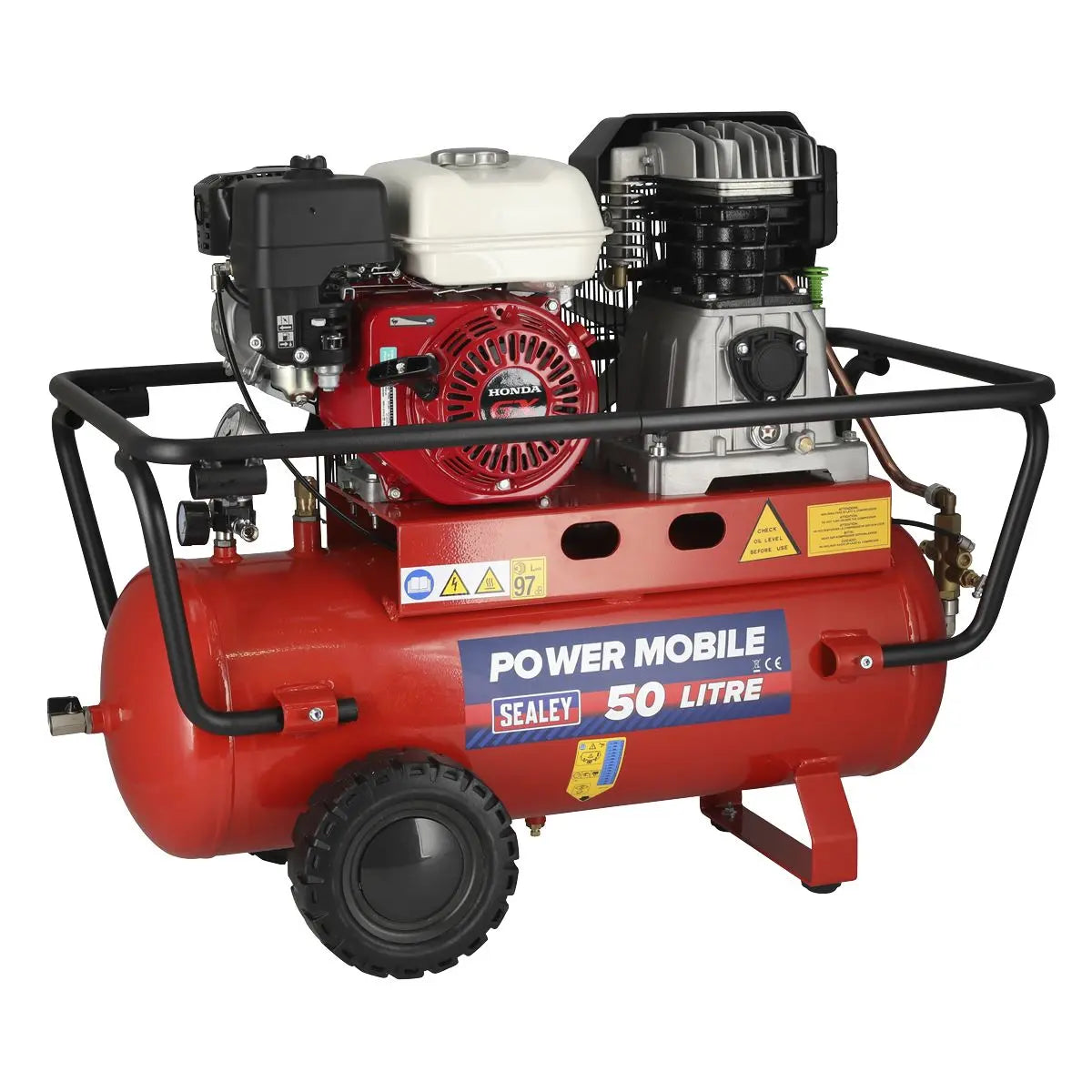 Sealey Air Compressor 50L Belt Drive Petrol Engine 5.5hp 