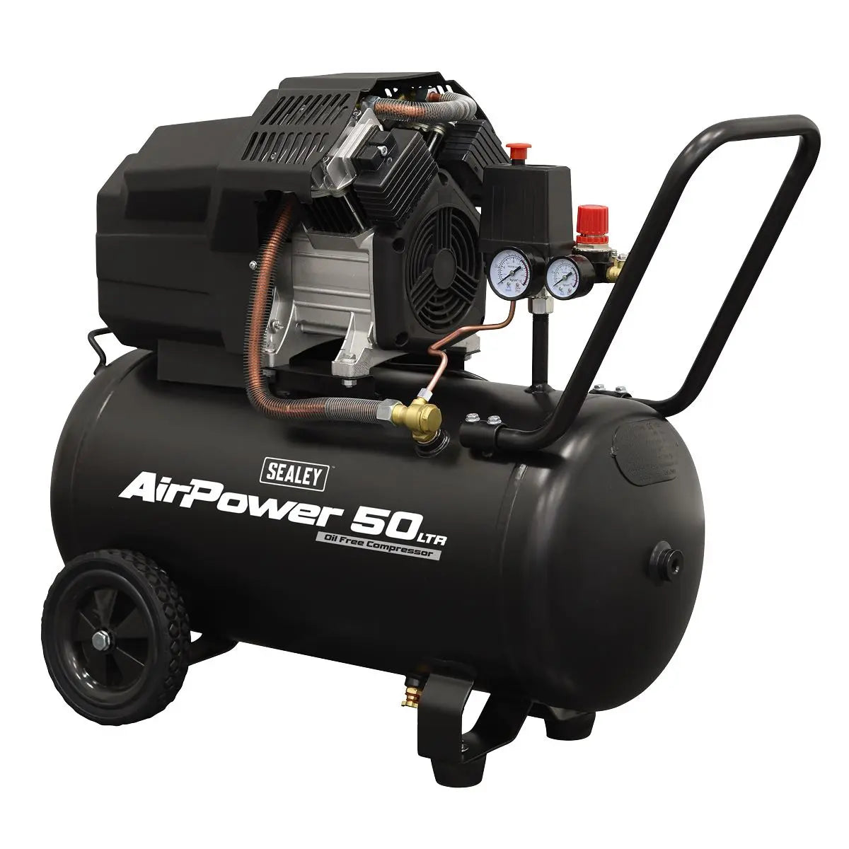 Sealey Air Compressor 50L V-Twin Oil Free Direct Drive 3hp  White Rose Tools