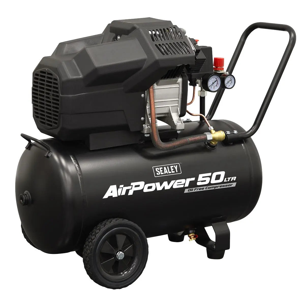 Sealey Air Compressor 50L V-Twin Oil Free Direct Drive 3hp  White Rose Tools