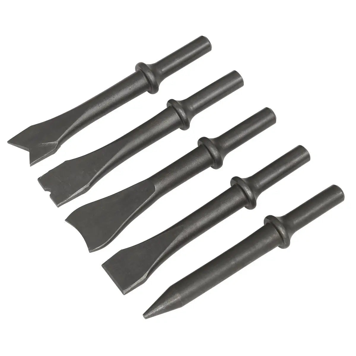 Sealey Air Hammer Chisel Set 5pc 120mm .401" Shank  White Rose Tools