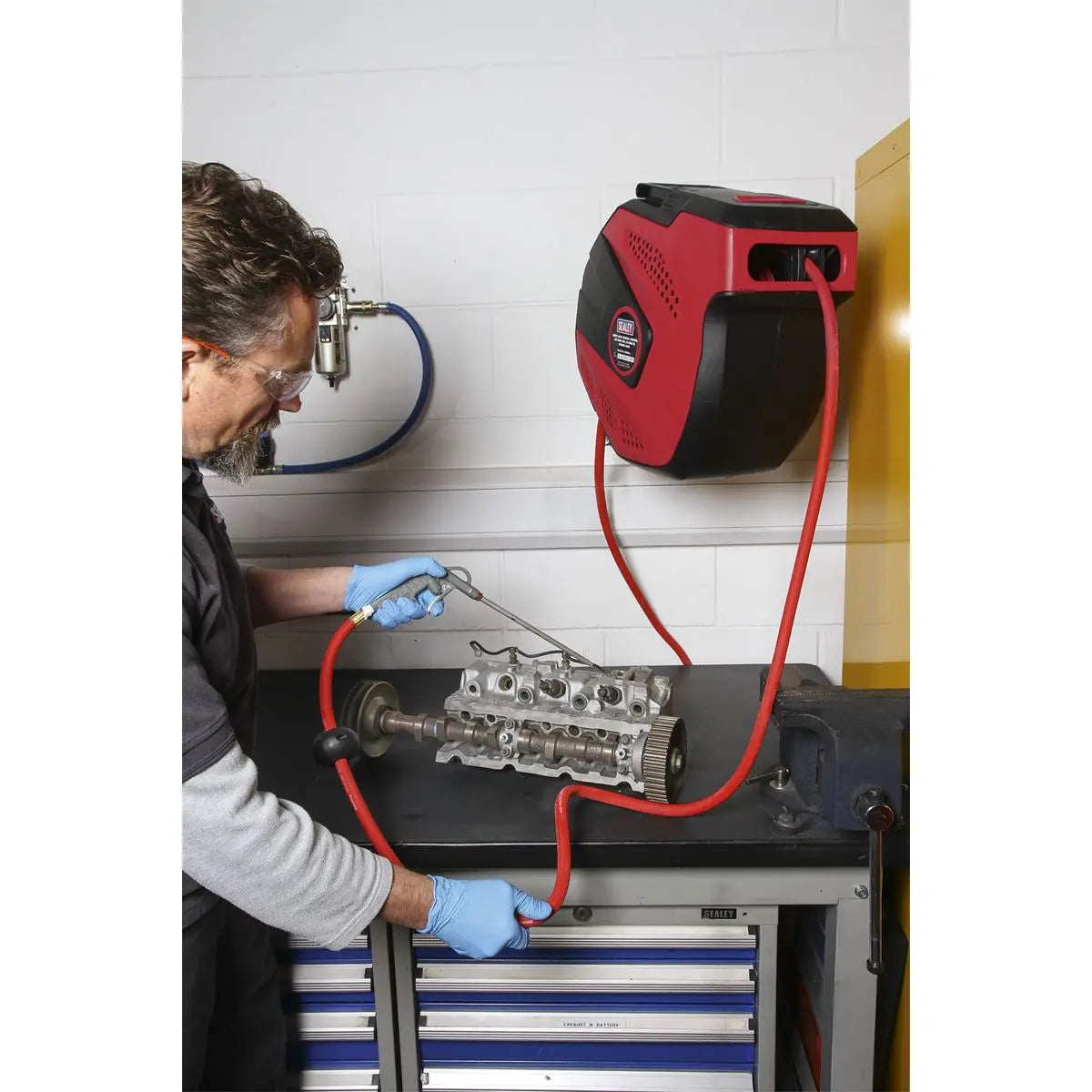 Sealey Air Hose Reel Auto-Rewind Control 20m Ø10mm ID - Rubber Hose 