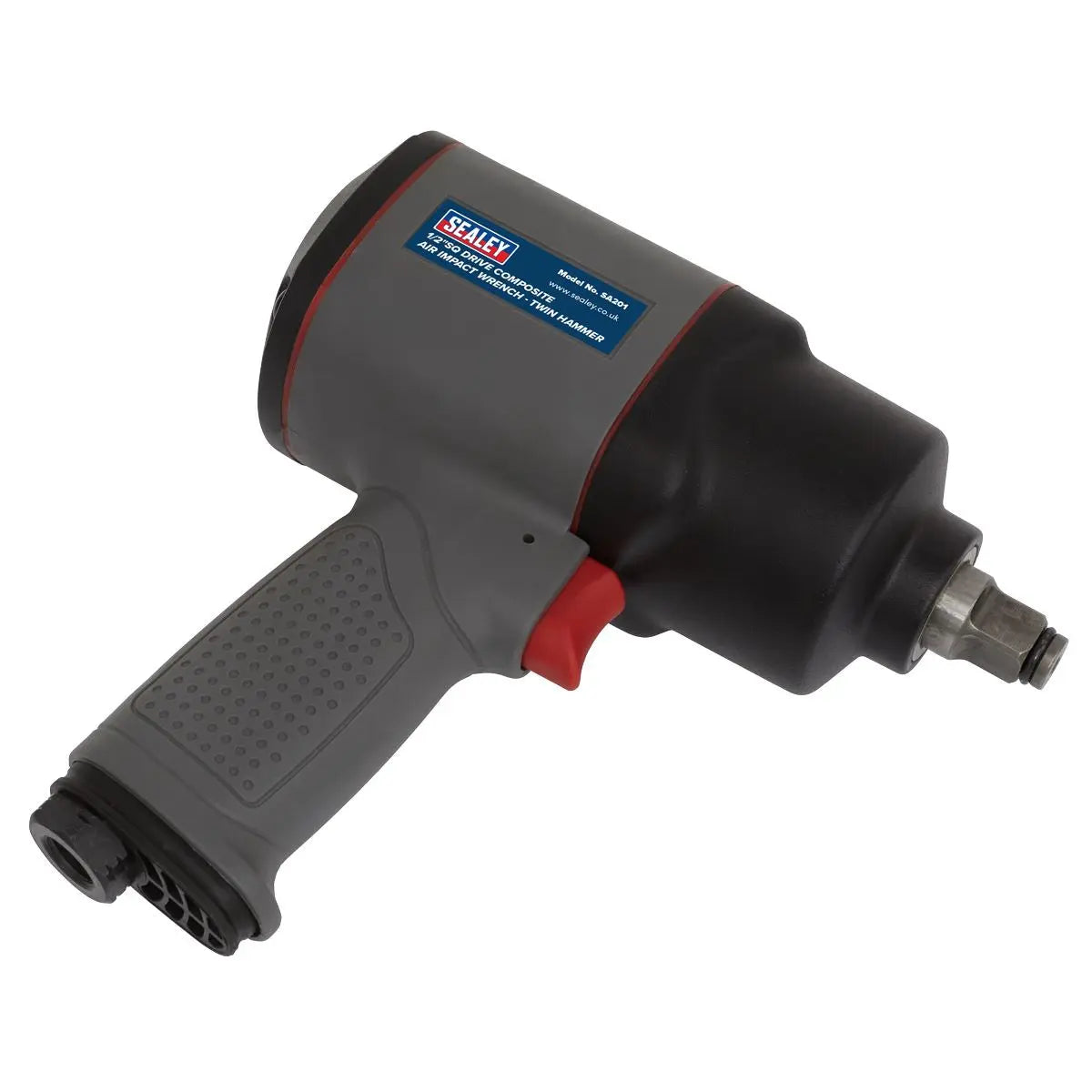 Sealey Air Impact Wrench 1/2" Drive Composite Twin Hammer Wheel Buzz Gun 610Nm 