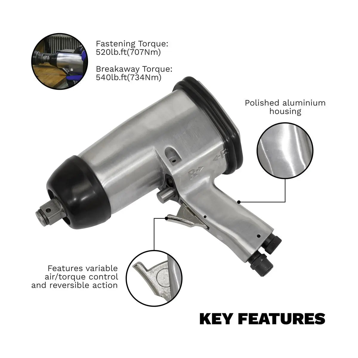 Sealey Air Impact Wrench 3/4"Sq Drive Heavy-Duty 