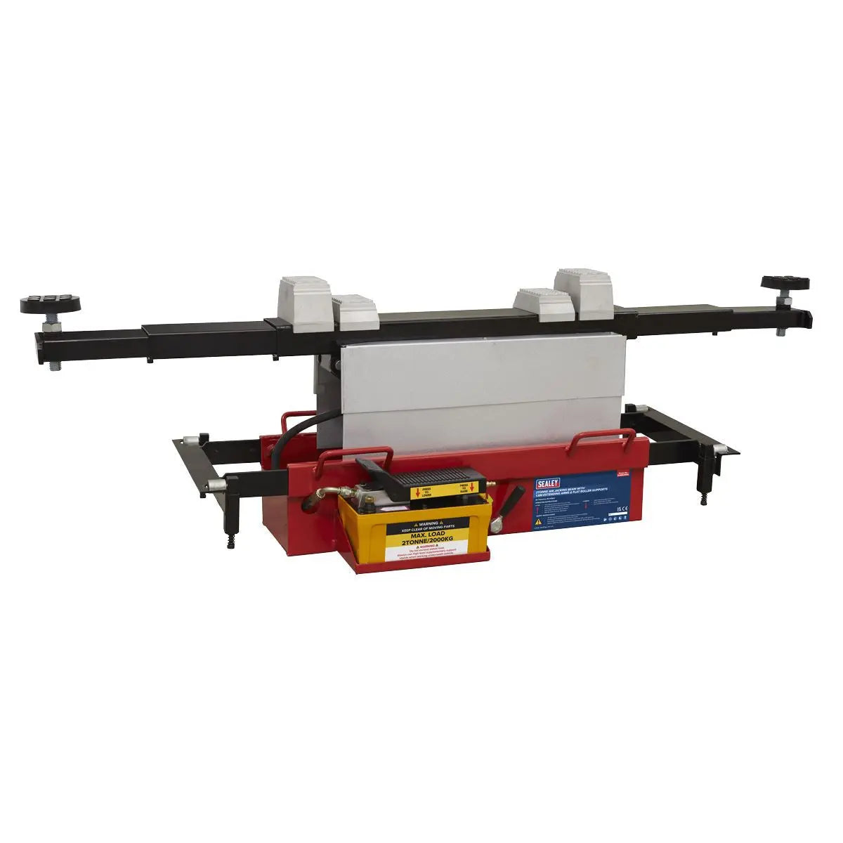 Sealey Air Jacking Beam 2 Tonne with Arm Extenders & Flat Roller Supports 