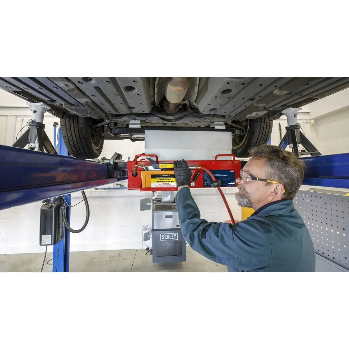Sealey Air Jacking Beam 2 Tonne with Arm Extenders & Flat Roller Supports 