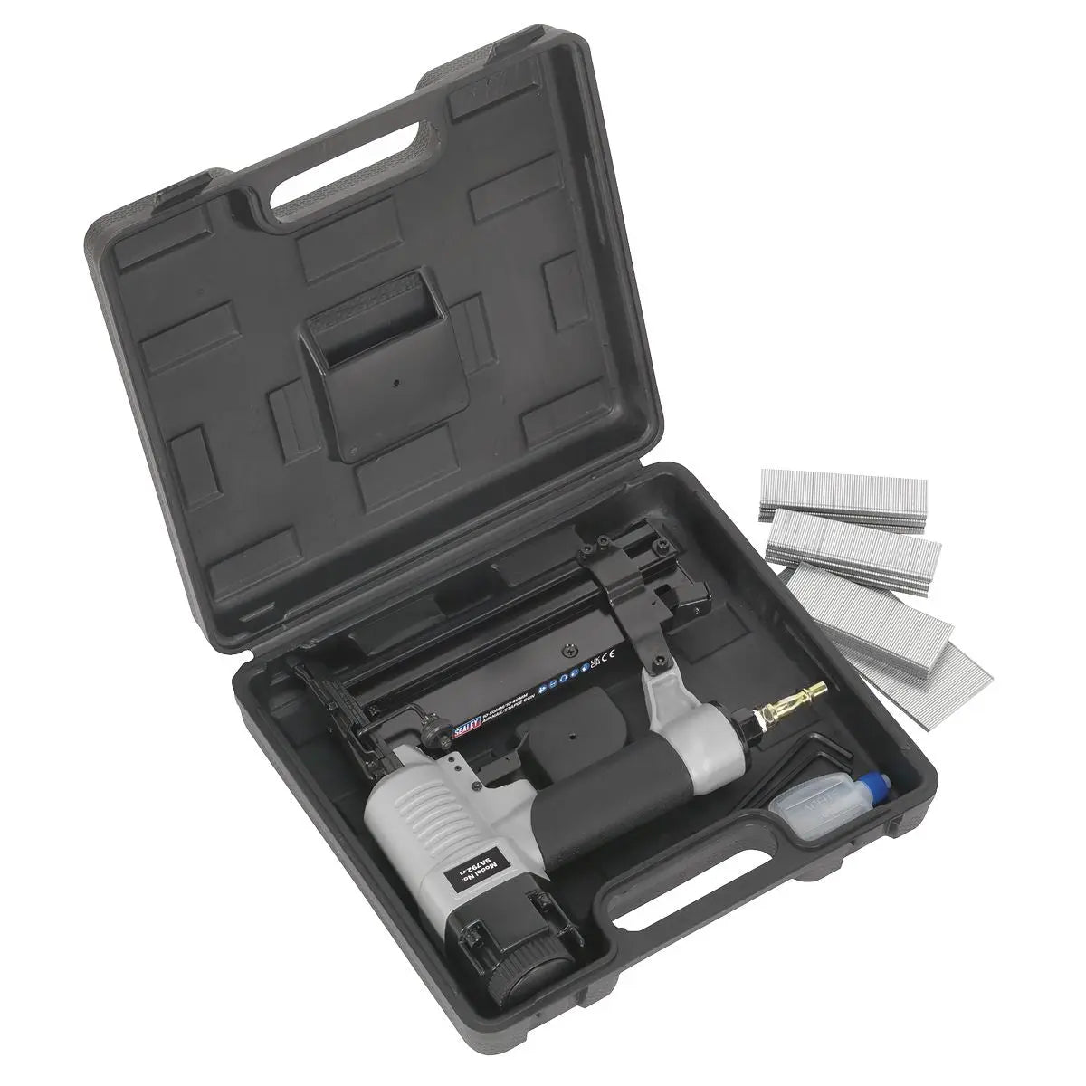 Sealey Air Nail Staple Gun 10-50mm Nails 10-40mm Staples Capacity Nailer Stapler 