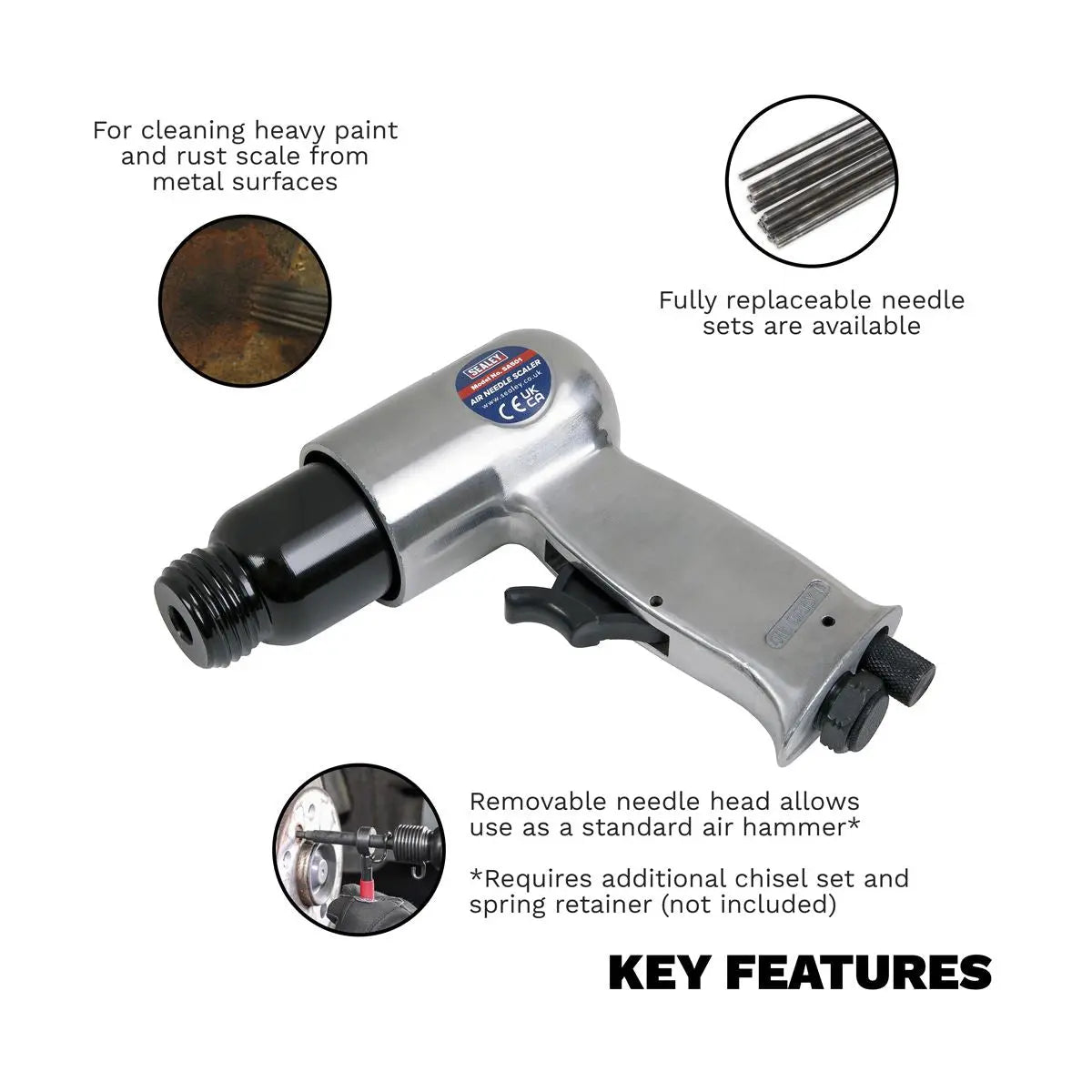 Sealey Air Needle Scaler - Pistol Type 