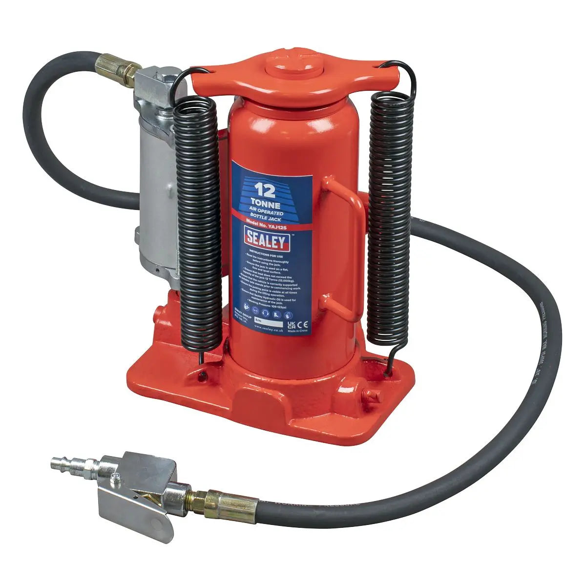 Sealey Air Operated Hydraulic Bottle Jack 12 Tonne  White Rose Tools