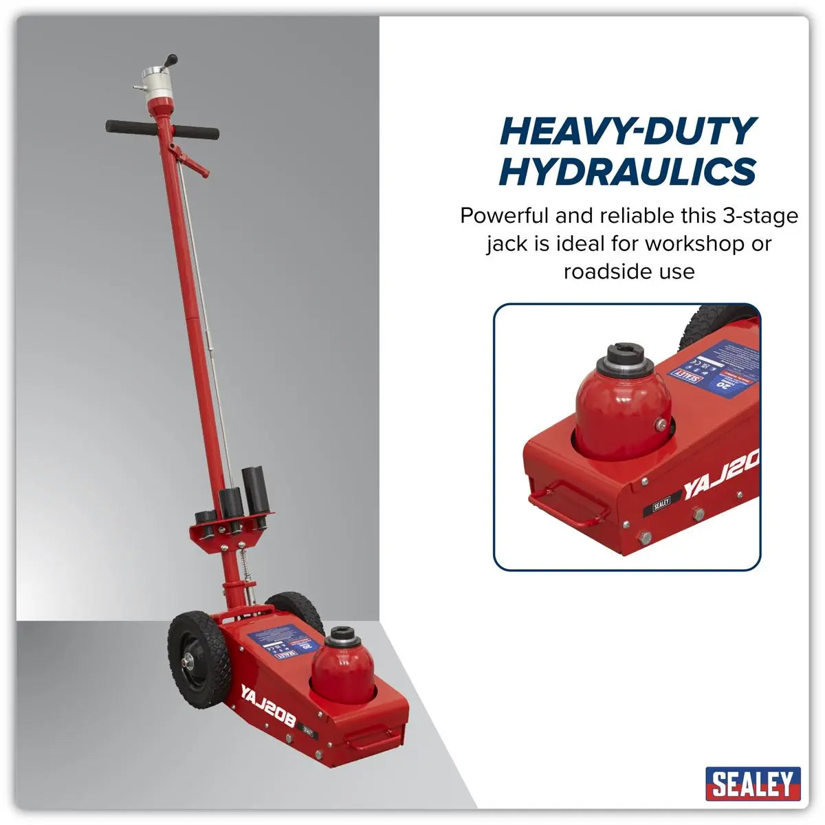 Sealey Air Operated Single Stage Trolley Jack 20 Tonne  White Rose Tools