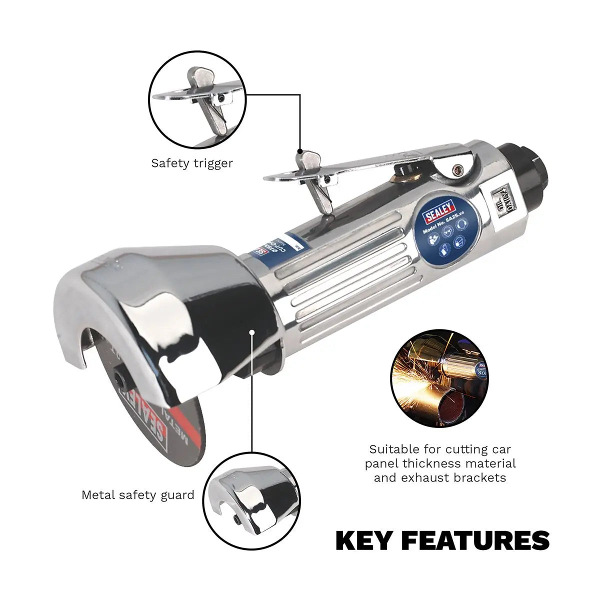 Sealey Air Rotary Cut-Off Tool Ø75mm 