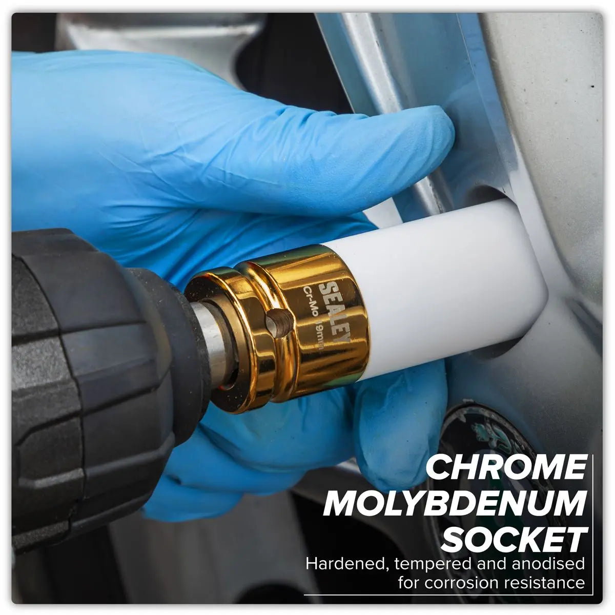 Sealey Alloy Wheel Impact Socket 1/2"Sq Drive 19mm  White Rose Tools