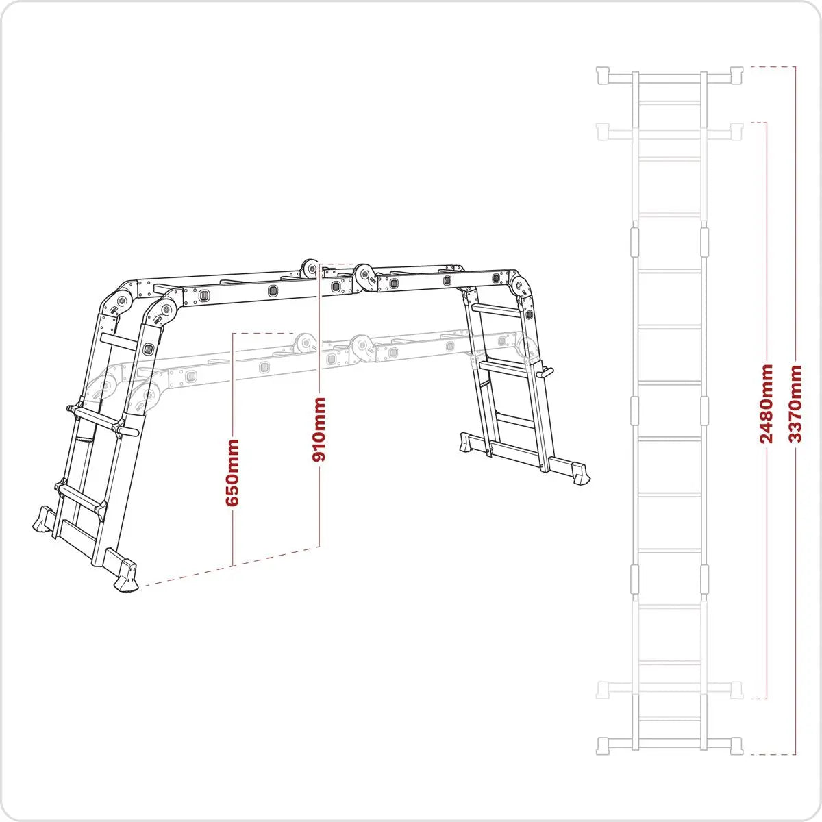Sealey Aluminium Multipurpose Ladder EN 131 Adjustable Height 
