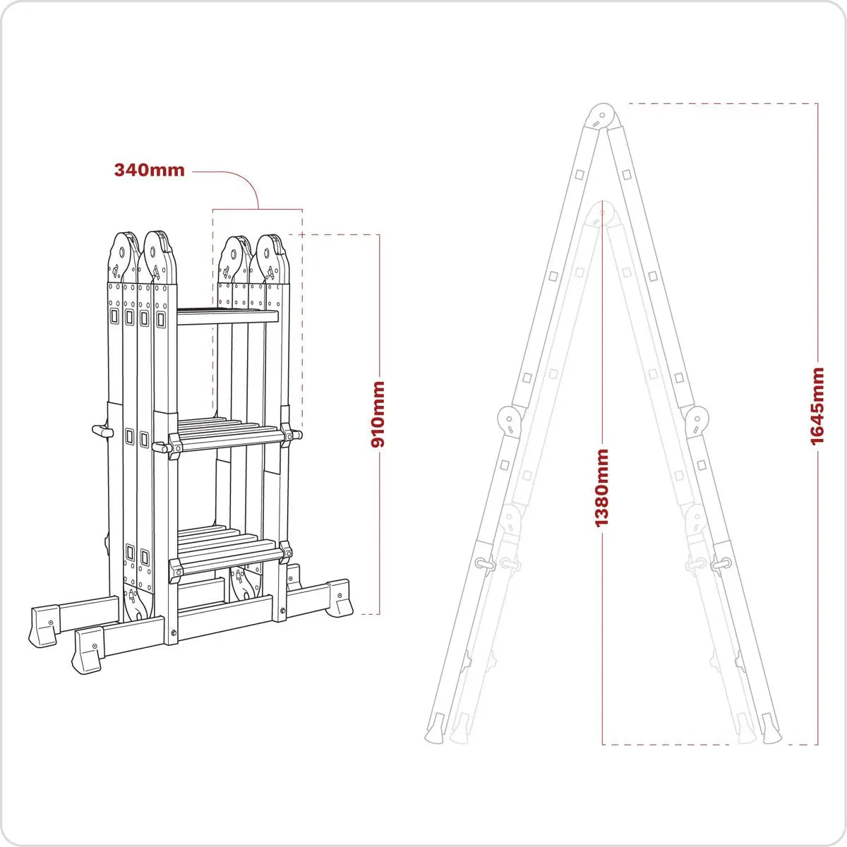Sealey Aluminium Multipurpose Ladder EN 131 Adjustable Height 
