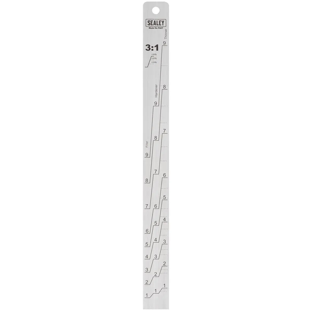 Sealey Aluminium Paint Measuring Stick 1:1/3:1  White Rose Tools