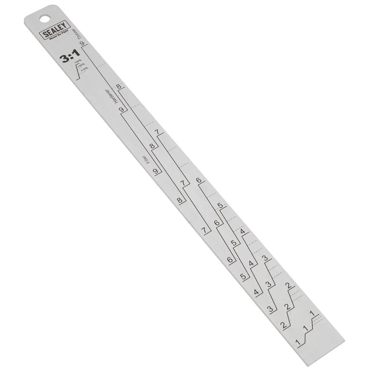 Sealey Aluminium Paint Measuring Stick 1:1/3:1  White Rose Tools