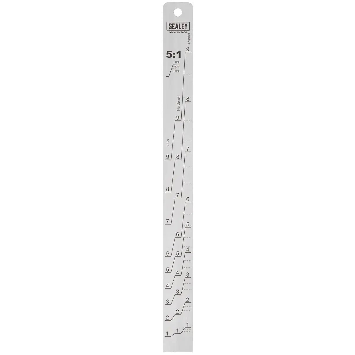 Sealey Aluminium Paint Measuring Stick 5:1/5:3  White Rose Tools