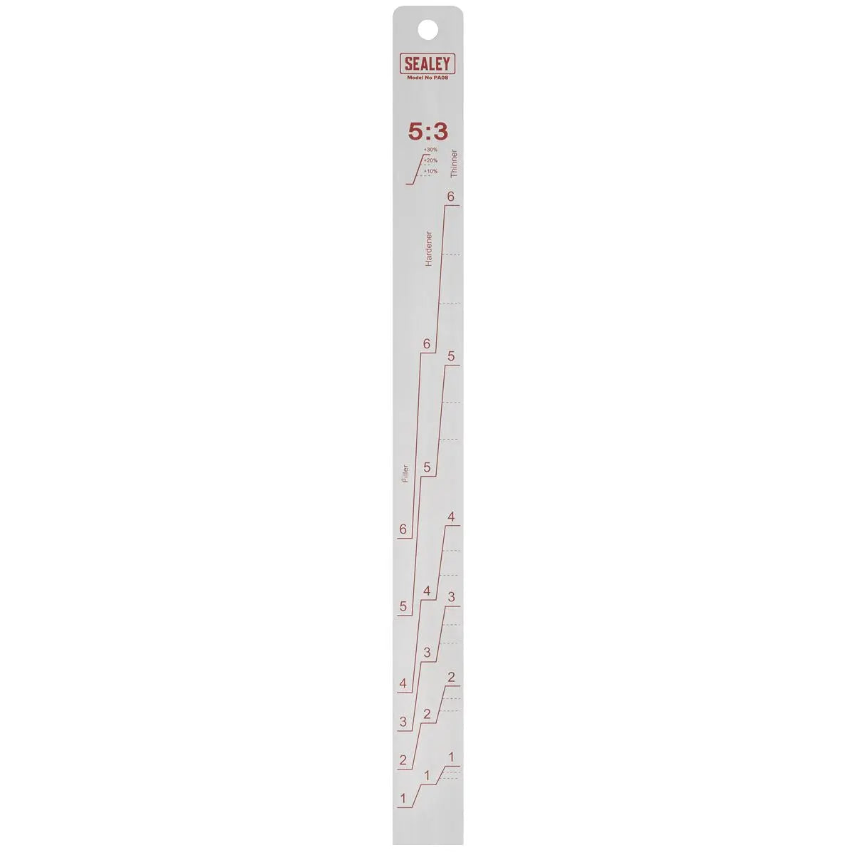 Sealey Aluminium Paint Measuring Stick 5:1/5:3  White Rose Tools