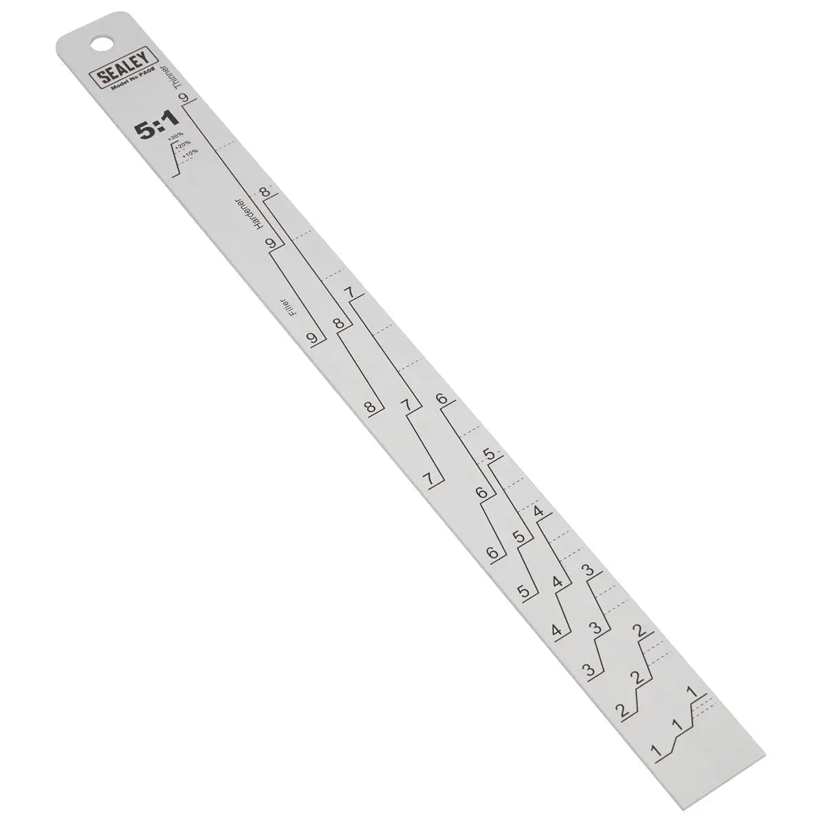 Sealey Aluminium Paint Measuring Stick 5:1/5:3  White Rose Tools