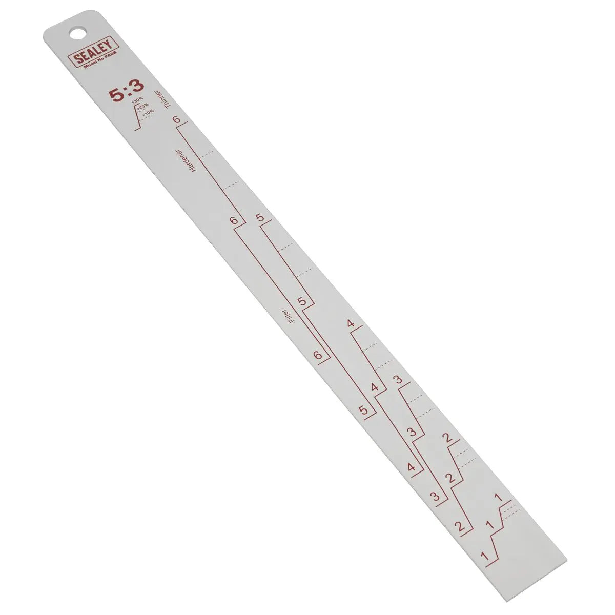 Sealey Aluminium Paint Measuring Stick 5:1/5:3  White Rose Tools