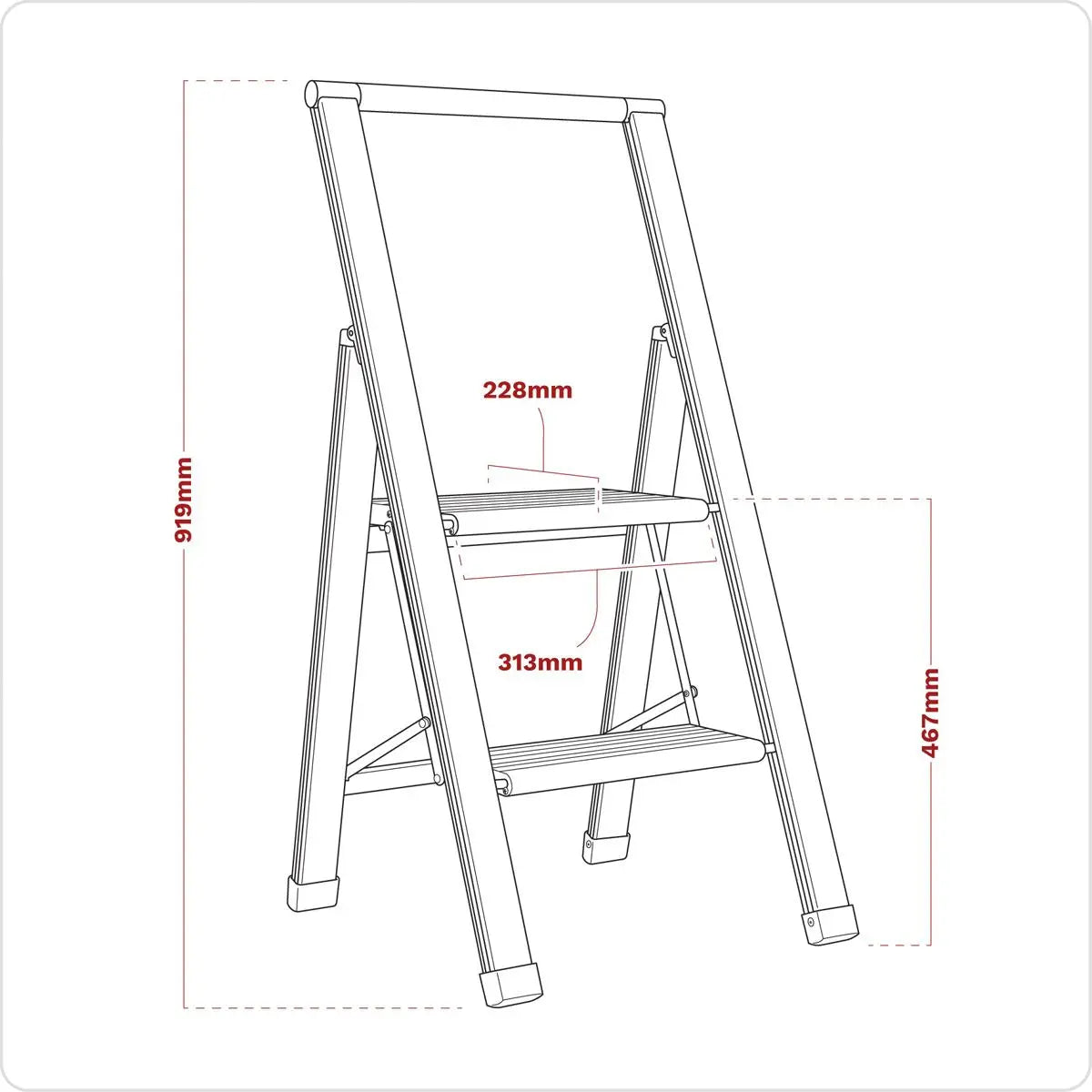 Sealey Aluminium Professional Folding Step Ladder 2-Step 150kg Capacity 