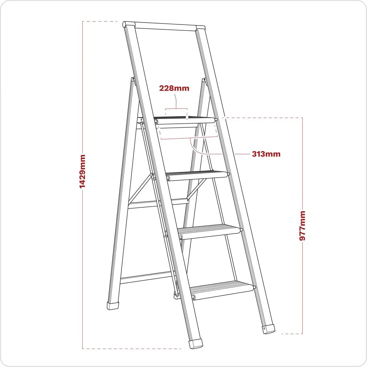 Sealey Aluminium Professional Folding Step Ladder 4-Step 150kg Capacity 