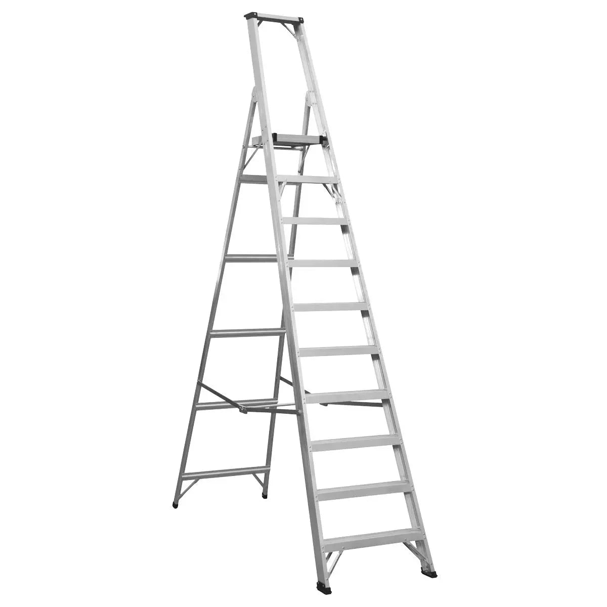 Sealey Aluminium Step Ladder 10-Tread Industrial BS EN 131  White Rose Tools