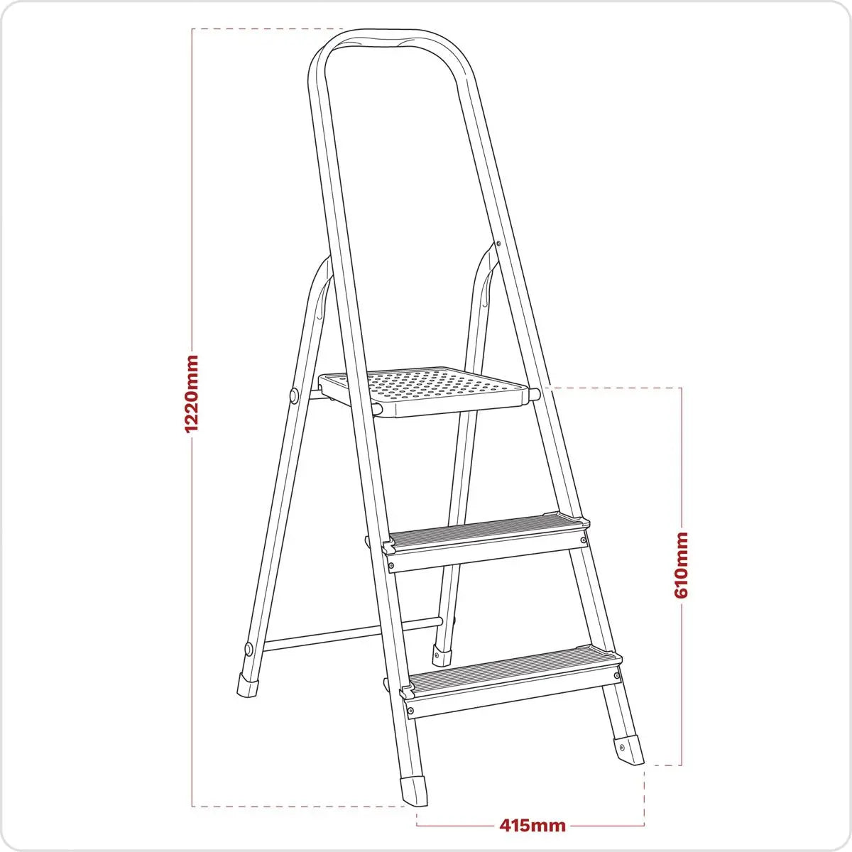 Sealey Aluminium Step Ladder 3-Tread EN 131 