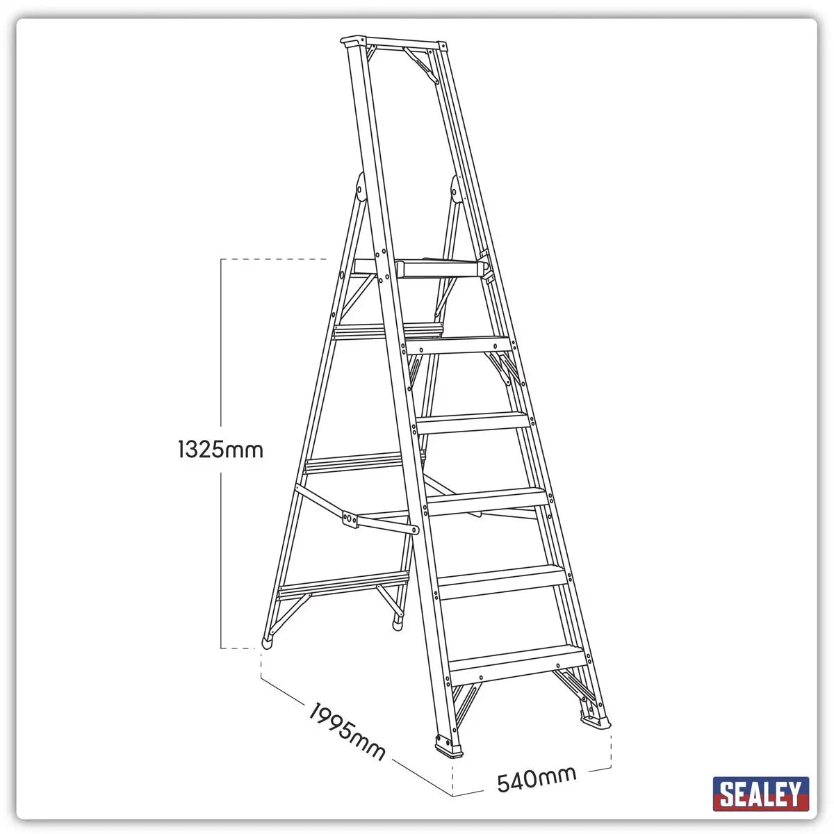 Sealey Aluminium Step Ladder 6-Tread Industrial BS EN 131  White Rose Tools