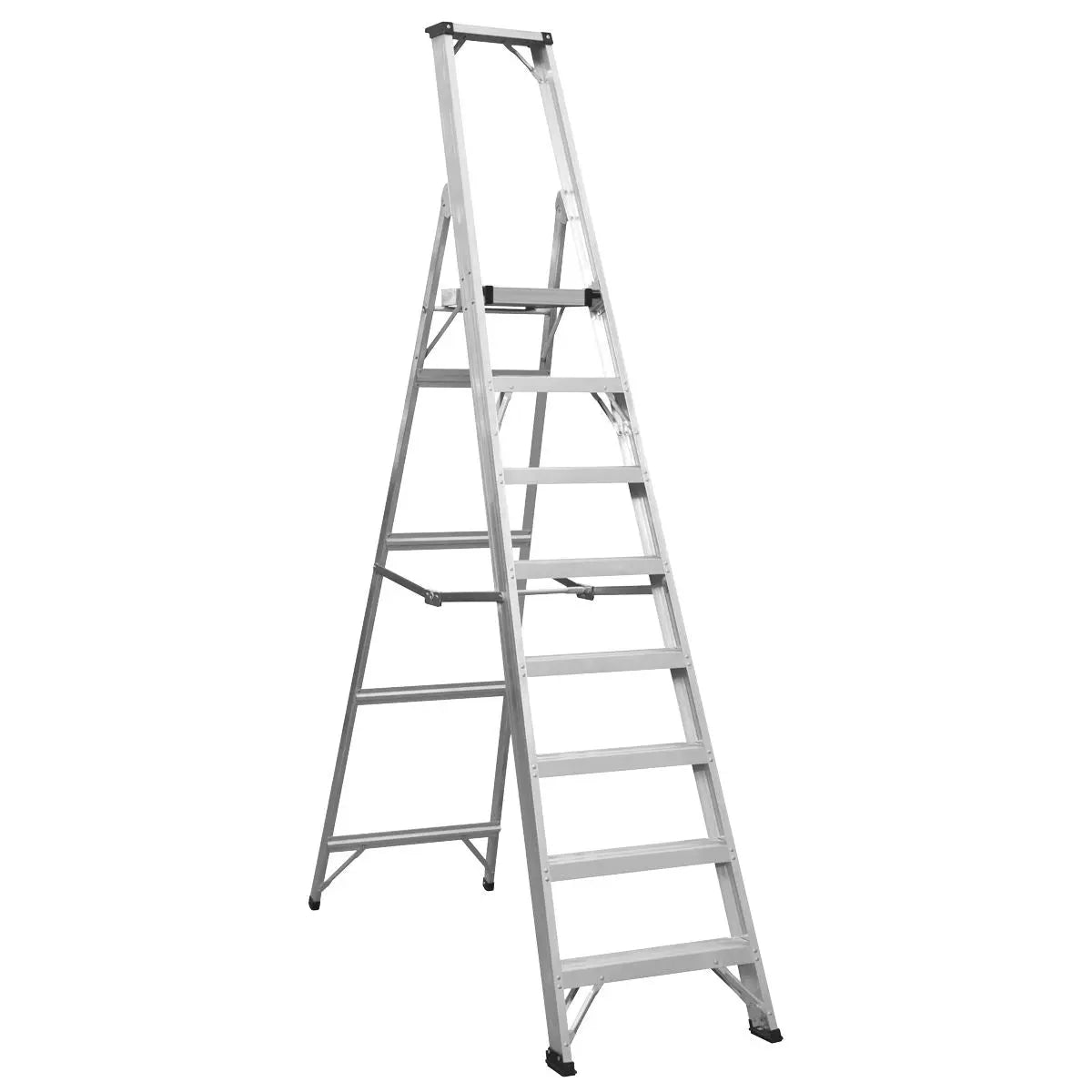 Sealey Aluminium Step Ladder 8-Tread Industrial BS EN 131  White Rose Tools