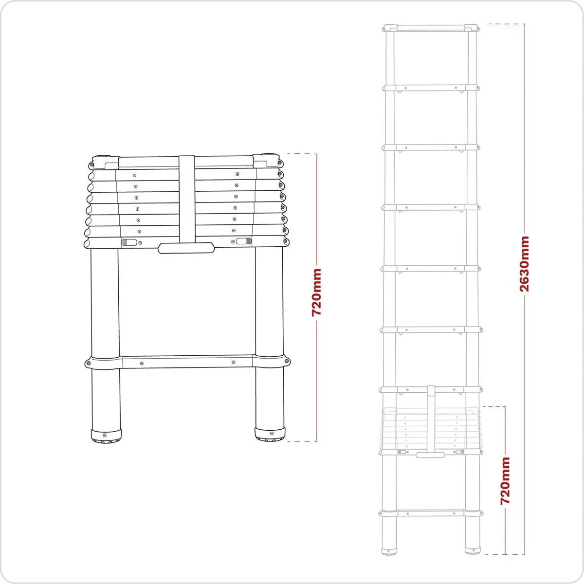 Sealey Aluminium Telescopic Ladder 9-Tread EN 131 