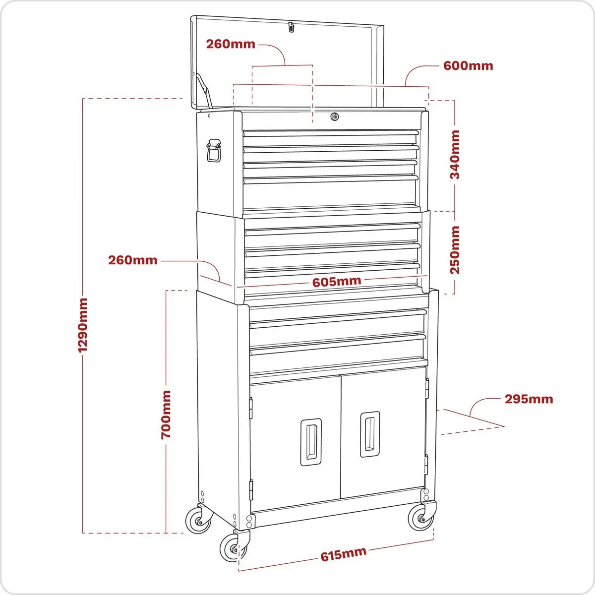 Sealey American PRO® Topchest, Mid-Box Tool Chest & Rollcab Stack 9 Drawer - Black  White Rose Tools