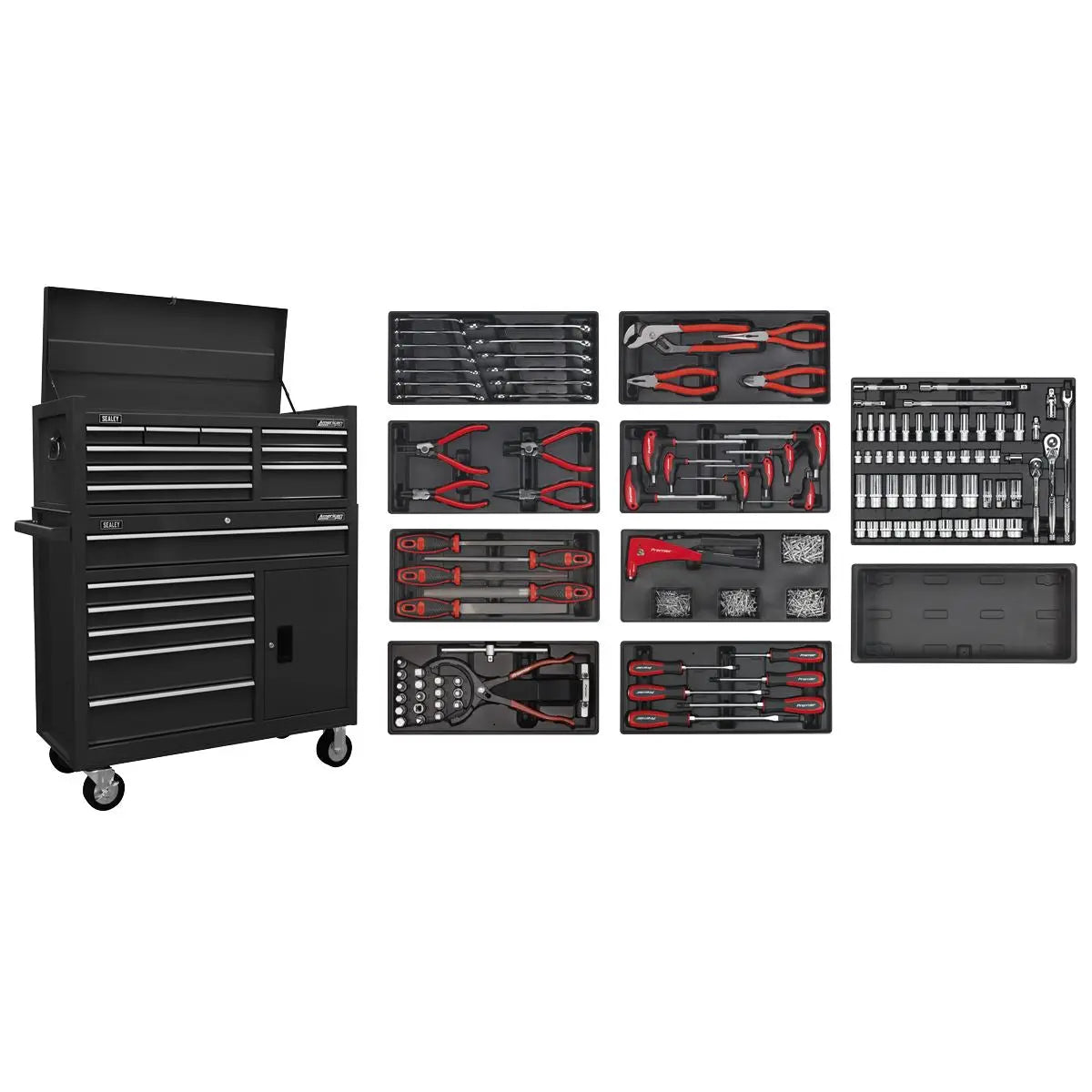Sealey American Pro American PRO® Tool Chest Combination with 117pc Tool Kit - Black  White Rose Tools