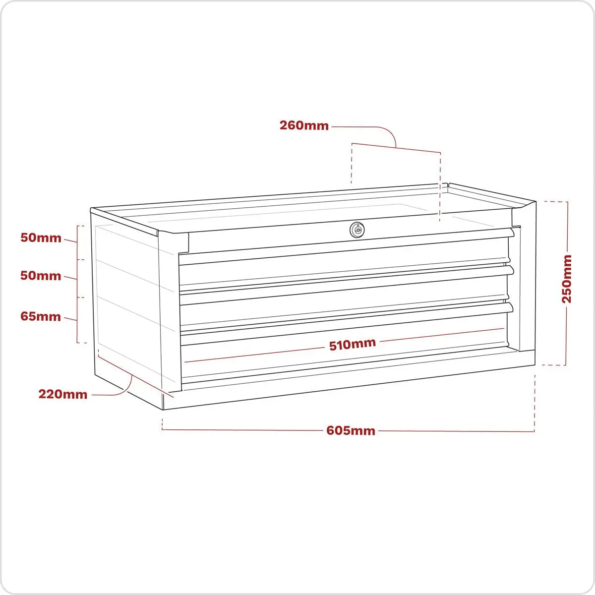 Sealey American Pro Mid-Box Tool Chest 3 Drawer with Ball-Bearing Slides - Red/Grey 