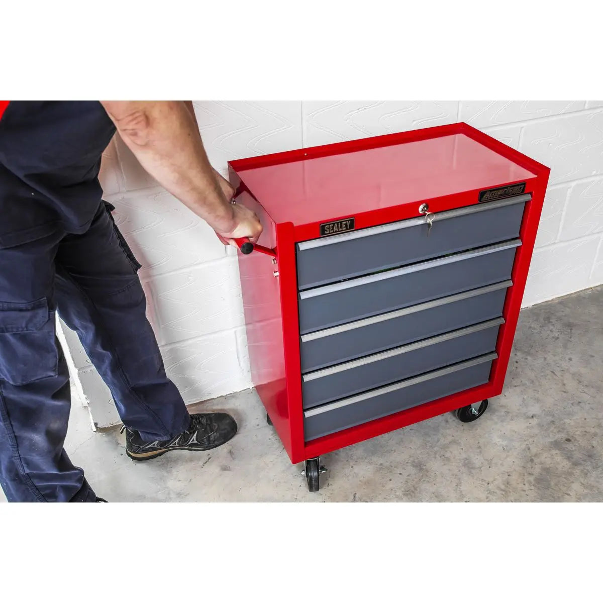 Sealey American Pro Rollcab 5 Drawer with Ball-Bearing Slides - Red/Grey 
