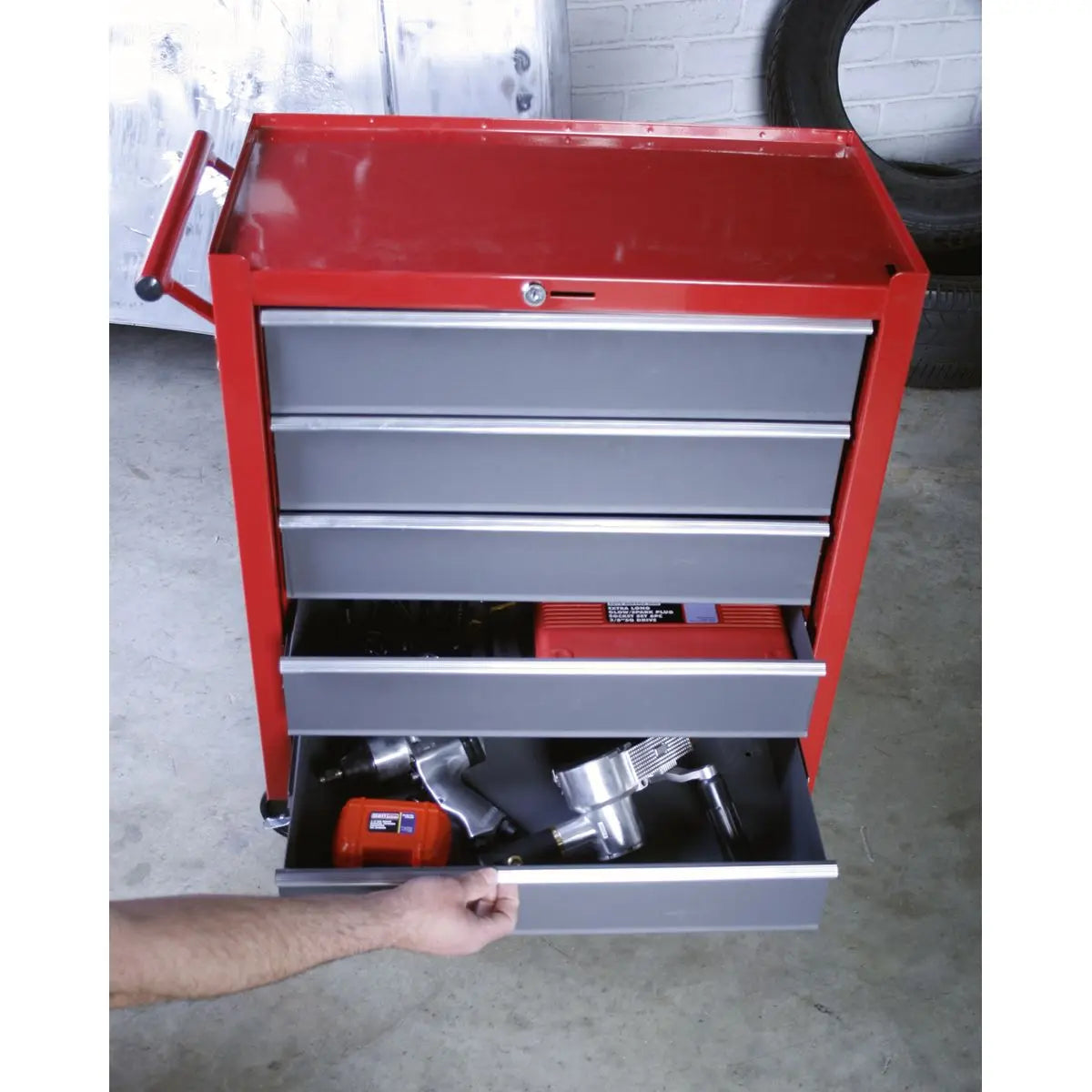 Sealey American Pro Rollcab 5 Drawer with Ball-Bearing Slides - Red/Grey 