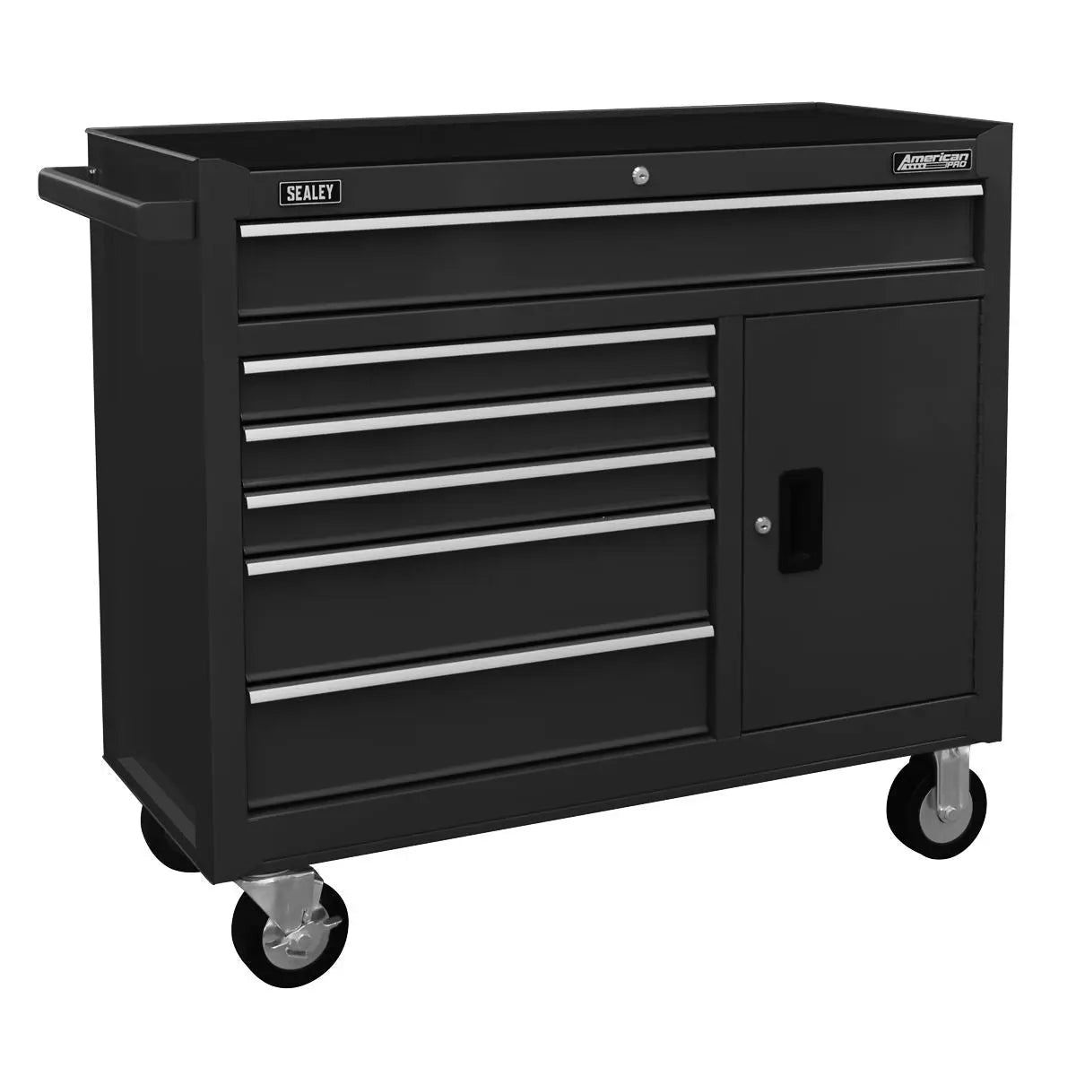 Sealey American Pro Rollcab 6 Drawer with Ball Bearing Slides - Black  White Rose Tools