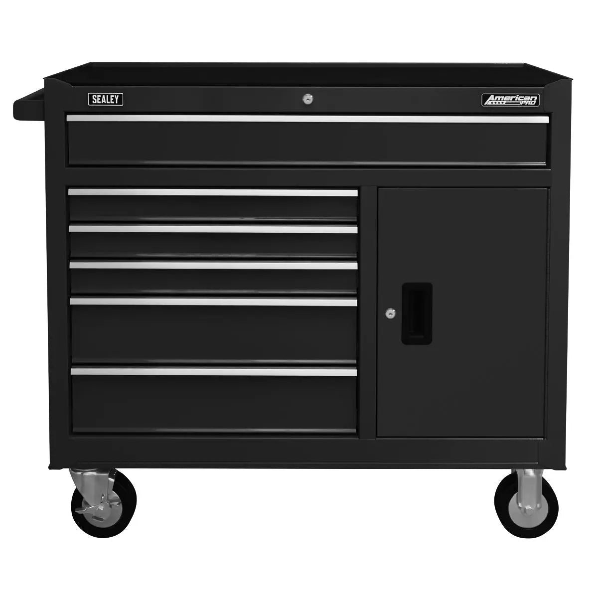 Sealey American Pro Rollcab 6 Drawer with Ball Bearing Slides - Black  White Rose Tools