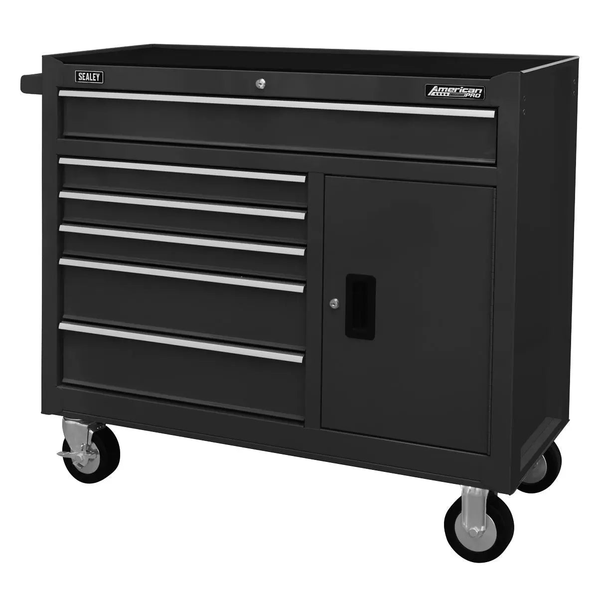 Sealey American Pro Rollcab 6 Drawer with Ball Bearing Slides - Black  White Rose Tools