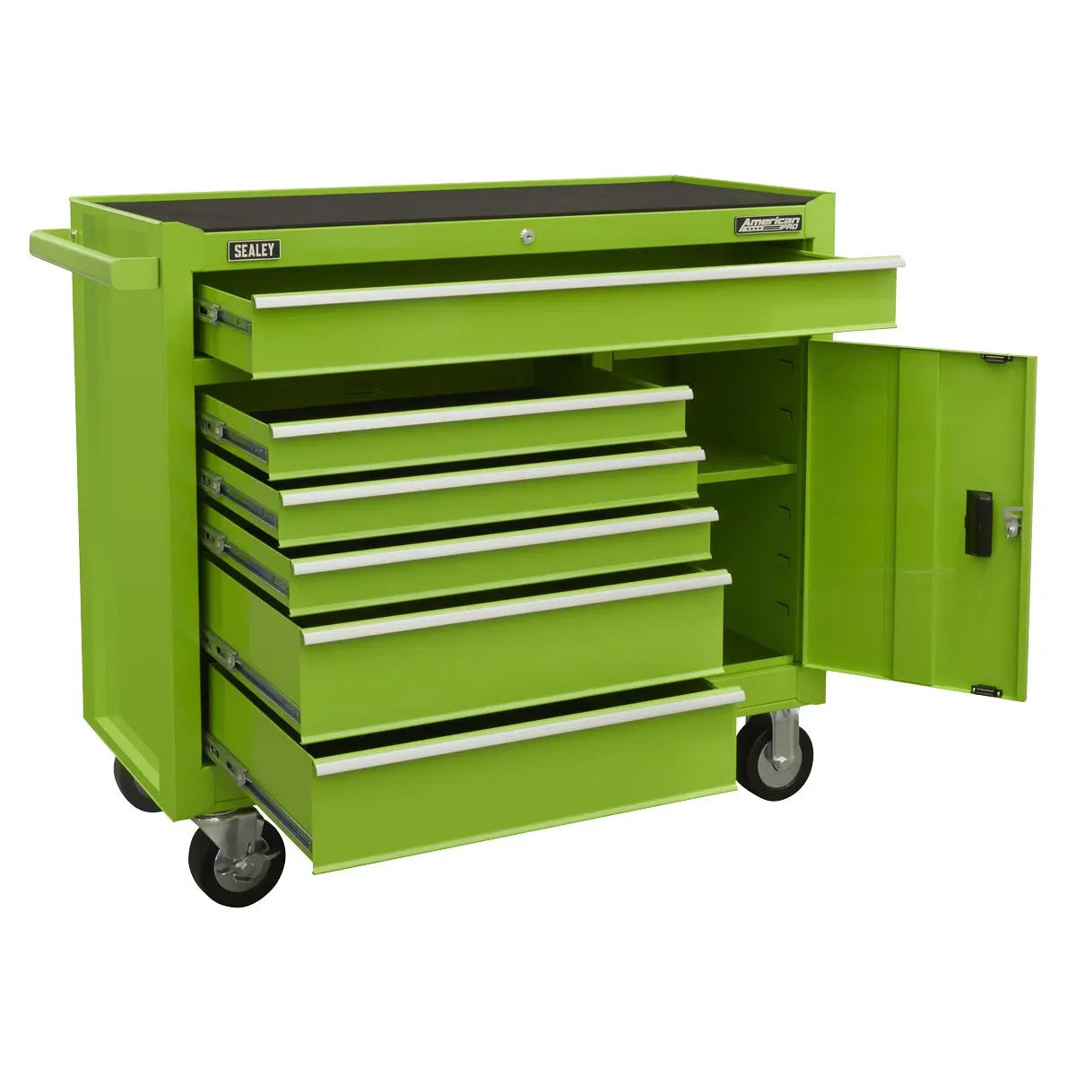 Sealey American Pro Rollcab 6 Drawer with Ball Bearing Slides - Green  White Rose Tools