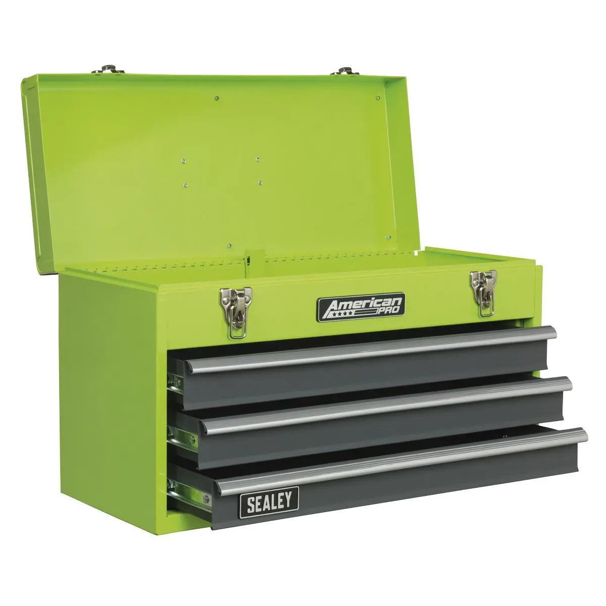 Sealey American Pro Tool Chest 3 Drawer Portable with Ball-Bearing Slides - Green/Grey 