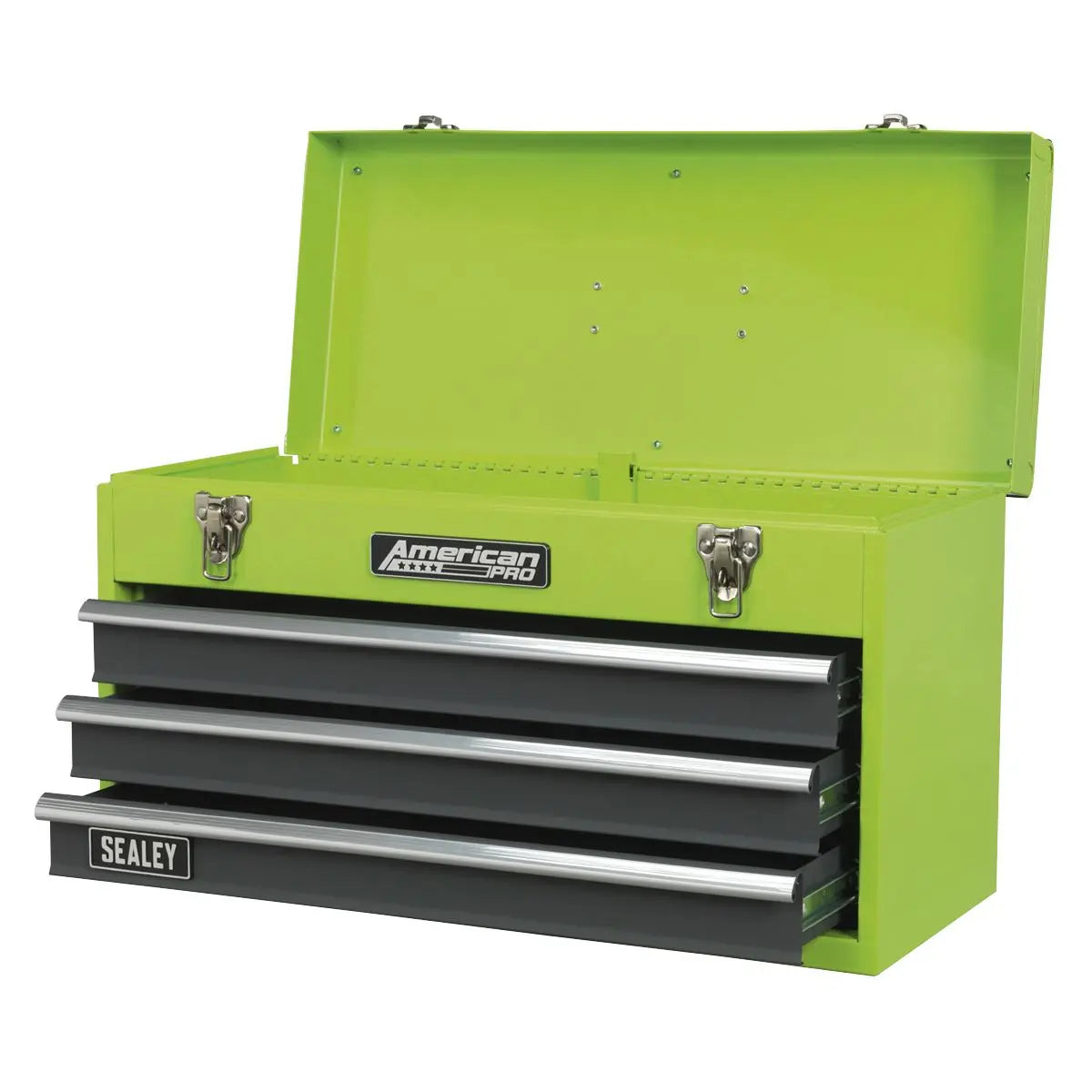 Sealey American Pro Tool Chest 3 Drawer Portable with Ball-Bearing Slides - Green/Grey 