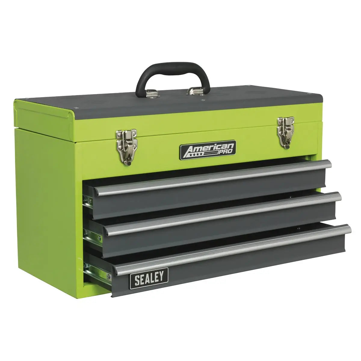 Sealey American Pro Tool Chest 3 Drawer Portable with Ball-Bearing Slides - Green/Grey 