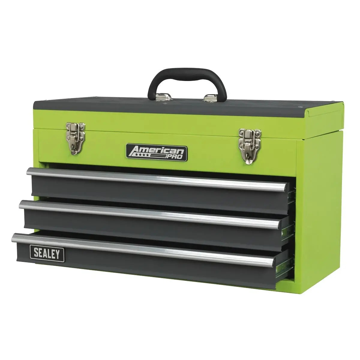 Sealey American Pro Tool Chest 3 Drawer Portable with Ball-Bearing Slides - Green/Grey 